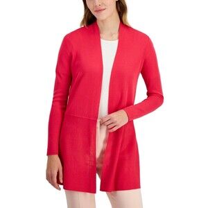Anne Klein Monterey Open-Front Longline Cardigan - Rich Camellia, XL